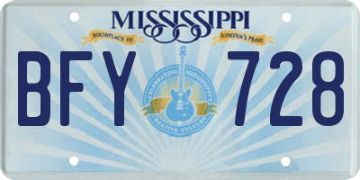 MS license plate BFY728