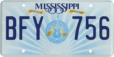 MS license plate BFY756