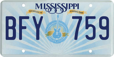 MS license plate BFY759