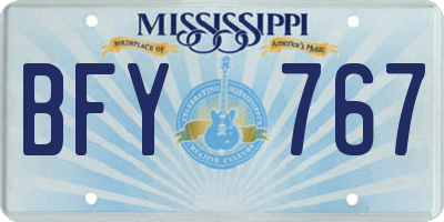 MS license plate BFY767