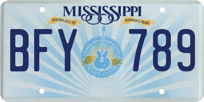 MS license plate BFY789
