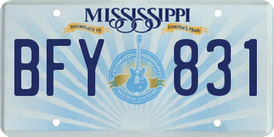 MS license plate BFY831