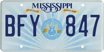 MS license plate BFY847