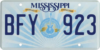 MS license plate BFY923