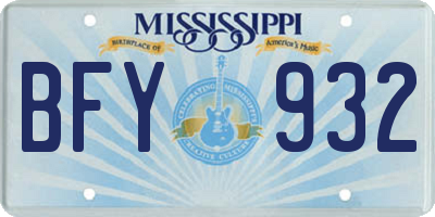 MS license plate BFY932