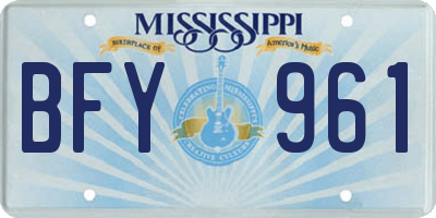 MS license plate BFY961