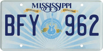 MS license plate BFY962