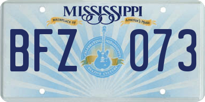 MS license plate BFZ073