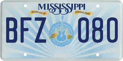 MS license plate BFZ080