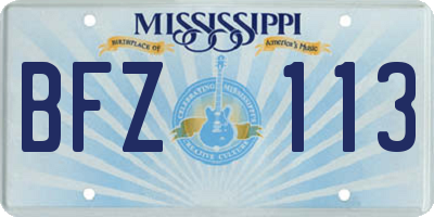 MS license plate BFZ113