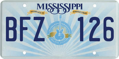 MS license plate BFZ126