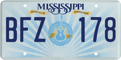 MS license plate BFZ178