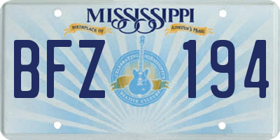 MS license plate BFZ194