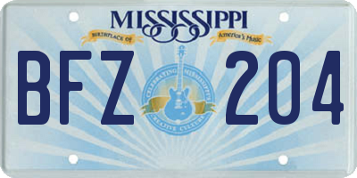 MS license plate BFZ204
