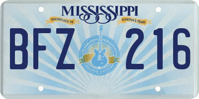 MS license plate BFZ216