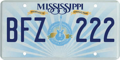 MS license plate BFZ222