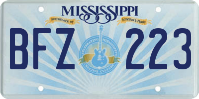 MS license plate BFZ223