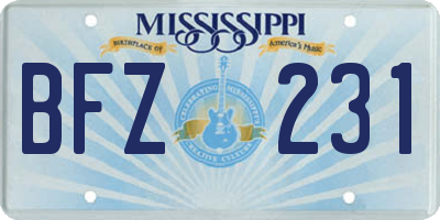 MS license plate BFZ231