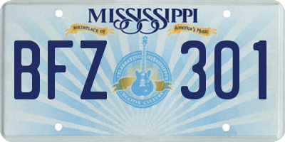 MS license plate BFZ301