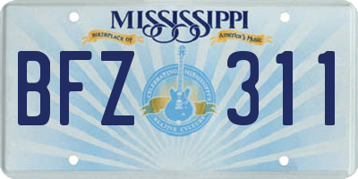 MS license plate BFZ311