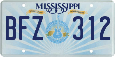 MS license plate BFZ312