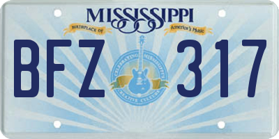 MS license plate BFZ317