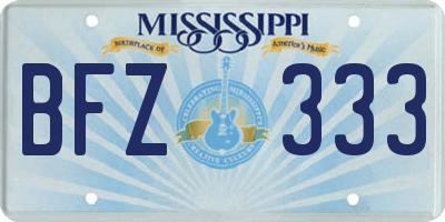 MS license plate BFZ333