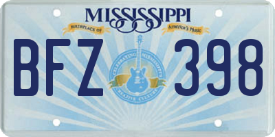 MS license plate BFZ398