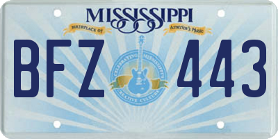 MS license plate BFZ443