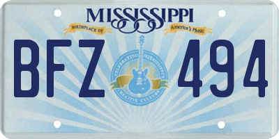 MS license plate BFZ494