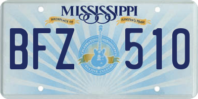 MS license plate BFZ510