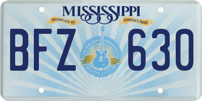 MS license plate BFZ630