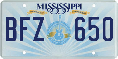 MS license plate BFZ650