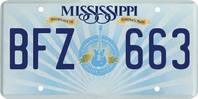 MS license plate BFZ663