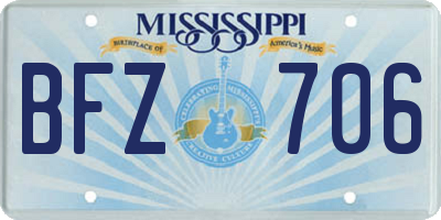 MS license plate BFZ706