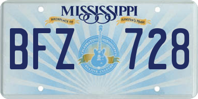 MS license plate BFZ728