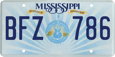 MS license plate BFZ786