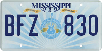 MS license plate BFZ830