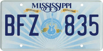MS license plate BFZ835