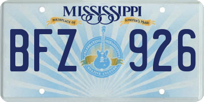 MS license plate BFZ926