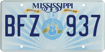 MS license plate BFZ937