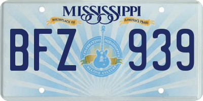MS license plate BFZ939