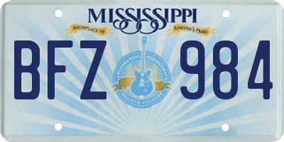 MS license plate BFZ984