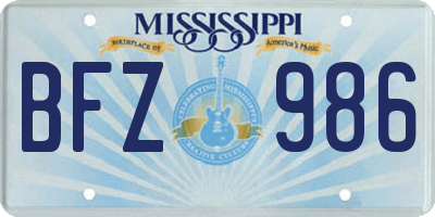 MS license plate BFZ986