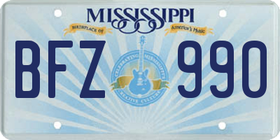 MS license plate BFZ990