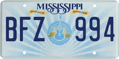 MS license plate BFZ994