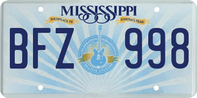 MS license plate BFZ998