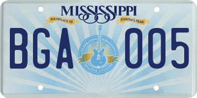 MS license plate BGA005