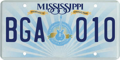 MS license plate BGA010