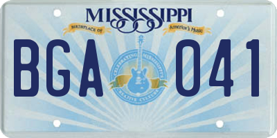 MS license plate BGA041